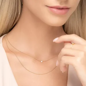 Halskette PURE Double, Diamant, 14 Karat Gelbgold-LEAF Fashion