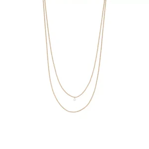 Halskette PURE Double, Diamant, 14 Karat Rosegold-LEAF Sale