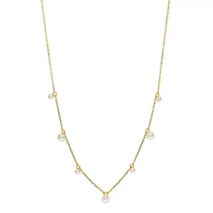 Halskette Rain Drop, 18 Karat Gelbgold vergoldet, Perle-LEAF Discount