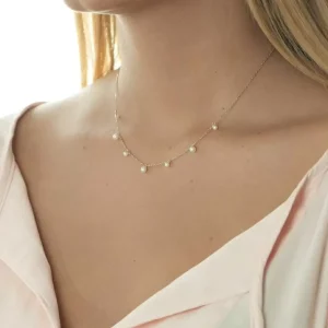 Halskette Rain Drop, 18 Karat Rosegold vergoldet, Perle-LEAF Online