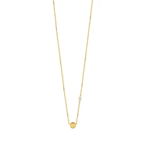 Halskette Round mit Perle, 18 Karat Gelbgold vergoldet-LEAF New