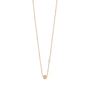 Halskette Round mit Perle, 18 Karat Rosegold vergoldet-LEAF Clearance
