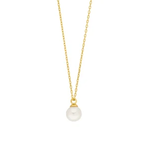 Halskette Single Pearl, 14 Karat Gelbgold-LEAF Discount