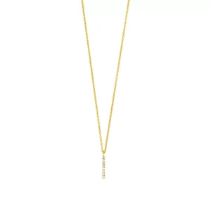 Halskette Small Bar, Diamant, 14 Karat Gelbgold-LEAF Fashion