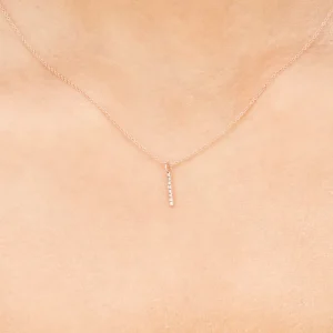 Halskette Small Bar, Diamant, 14 Karat Rosegold-LEAF Best