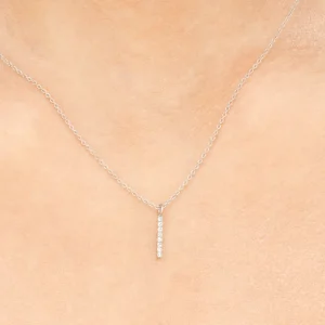 Halskette Small Bar, Diamant, 14 Karat Weißgold-LEAF Hot