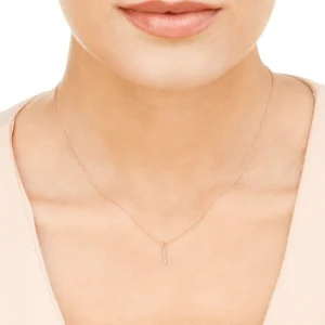 Halskette Small Bar, Diamant, 14 Karat Rosegold-LEAF Best