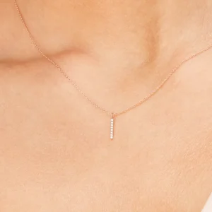 Halskette Small Bar, Diamant, 14 Karat Rosegold-LEAF Best