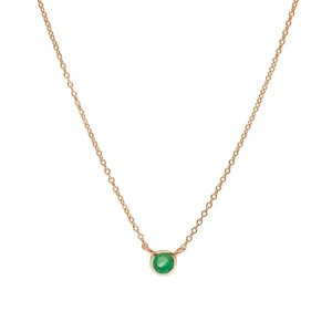 Halskette Smaragd, 14 Karat Rosegold-LEAF New