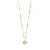 Halskette Solitär, Blauer Topaz, 18 Karat Gelbgold vergoldet-LEAF New