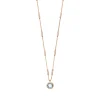 Halskette Solitär, Blauer Topaz, 18 Karat Rosegold vergoldet-LEAF Outlet