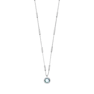 Halskette Solitär, Blauer Topaz, 925 Sterlingsilber-LEAF Best