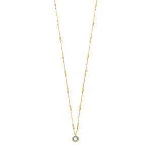 Halskette Solitär, Blauer Topaz, 18 Karat Gelbgold vergoldet-LEAF New