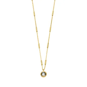 Halskette Solitär, Labradorit, 18 Karat Gelbgold vergoldet-LEAF Clearance