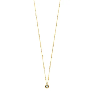 Halskette Solitär, Labradorit, 18 Karat Gelbgold vergoldet-LEAF Clearance