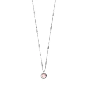 Halskette Solitär, Rosenquarz, 925 Sterlingsilber-LEAF Online