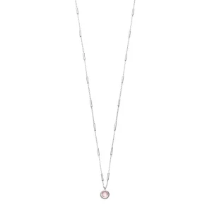 Halskette Solitär, Rosenquarz, 925 Sterlingsilber-LEAF Online