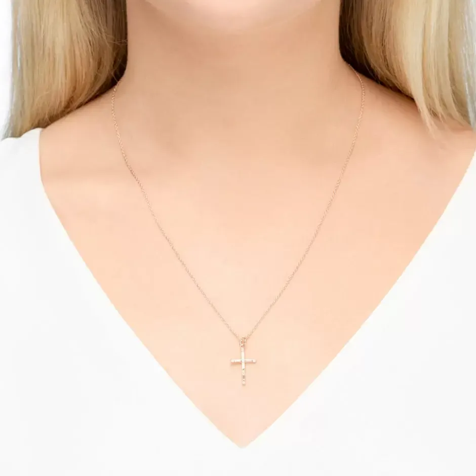 halskette_sparkle_cross___1.webp Halskette SPARKLE CROSS, 18 Karat Rosegold vergoldet-LEAF Discount