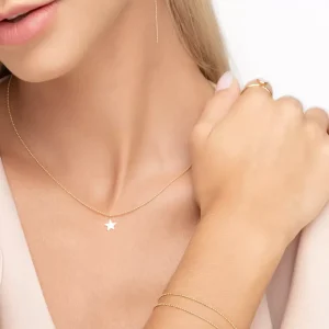 Halskette STAR, 14 Karat Gelbgold-LEAF New