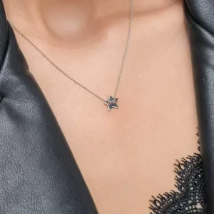 Halskette Star, 14 Karat Weißgold-LEAF Fashion