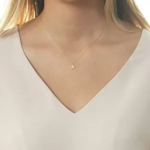 Halskette Stern mit Diamanten, 18 Karat Gelbgold-LEAF Best