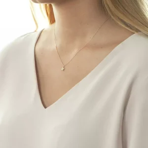 Halskette Stern mit Diamanten, 18 Karat Rosegold-LEAF Outlet