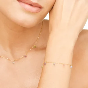 Halskette SWEET GEMS, 14 Karat Gelbgold-LEAF Fashion