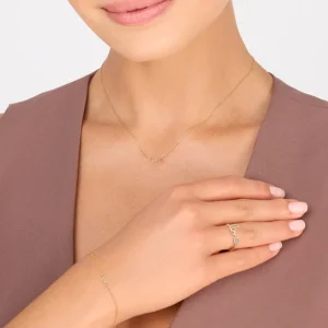 Halskette TINY LOVE, 18 Karat Gelbgold vergoldet-LEAF Discount