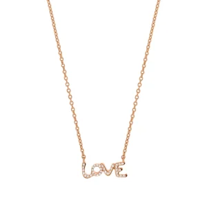 Halskette TINY LOVE mit Diamanten, 14 Karat Rosegold-LEAF Fashion