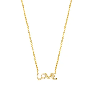 Halskette TINY LOVE mit Diamanten, 14 Karat Gelbgold-LEAF Fashion