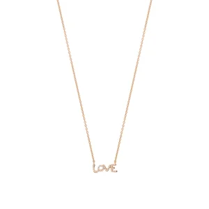 Halskette TINY LOVE mit Diamanten, 14 Karat Rosegold-LEAF Fashion