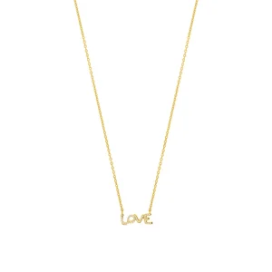 Halskette TINY LOVE mit Diamanten, 14 Karat Gelbgold-LEAF Fashion