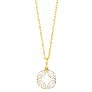 Halskette Zirkonia Flower, 18 Karat Gellbgold vergoldet-LEAF Outlet