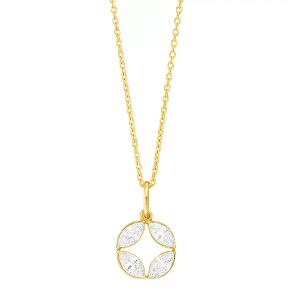halskette_zirkonia_flower_0-1.webp Halskette Zirkonia Flower, 18 Karat Gellbgold vergoldet-LEAF Outlet