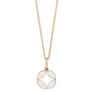 Halskette Zirkonia Flower, 18 Karat Rosegold vergoldet-LEAF Discount