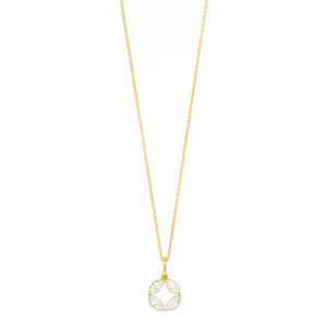 Halskette Zirkonia Flower, 18 Karat Gellbgold vergoldet-LEAF Outlet