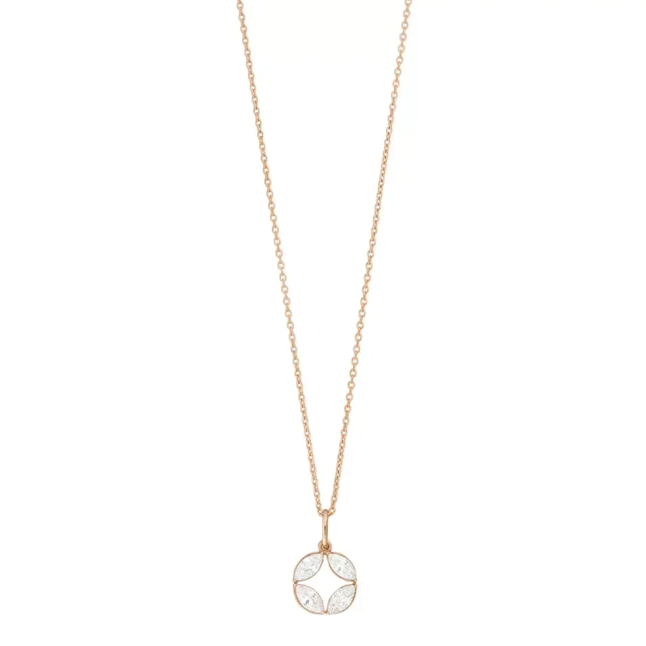 halskette_zirkonia_flower_2-2.webp Halskette Zirkonia Flower, 18 Karat Rosegold vergoldet-LEAF Discount