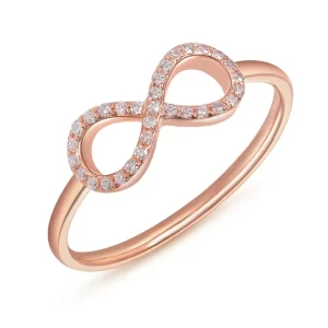 Infinityring mit Diamanten, 18 Karat Rosegold-LEAF Best