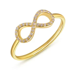 Infinityring mit Diamanten, 18 Karat Gelbgold-LEAF Sale