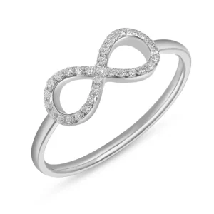 Infinityring mit Diamanten, 18 Karat Weißgold-LEAF Sale