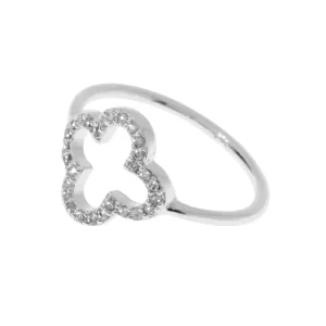 Kleeblatt Ring mit Zirkonia, 925 Sterlingsilber, Gr.50-LEAF Online
