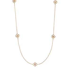 Lange Halskette Clover Charm, 18 Karat Rosegold vergoldet-LEAF Online