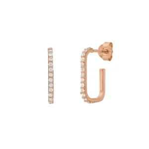 Mini Creole Square mit Zirkonia, 18 K Rosegold vergoldet-LEAF Sale