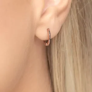 Mini Klappcreolen, 12mm, 14 Karat Rosegold-LEAF Outlet
