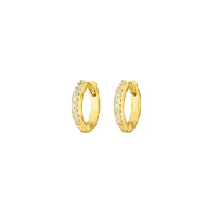 Mini-Klappcreolen mit Zirkonia, 18 K Gelbgold vergoldet-LEAF Online