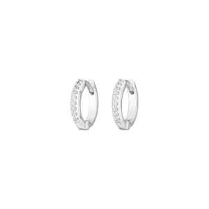 Mini-Klappcreolen mit Zirkonia, 925 Sterlingsilber-LEAF Hot