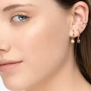 Mini-Klappcreolen mit Zirkonia, 18 K Rosegold vergoldet-LEAF Fashion