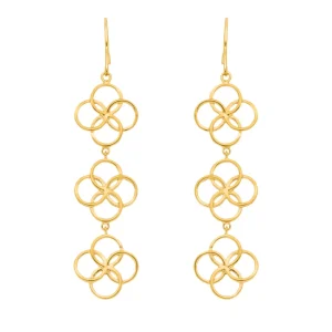 Ohrhänger Clover Charm, 18 K Gelbgold vergoldet-LEAF Clearance