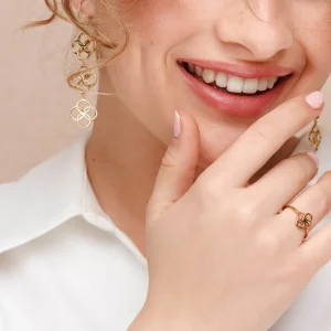 Ohrhänger Clover Charm, 18 K Rosegold vergoldet-LEAF Hot