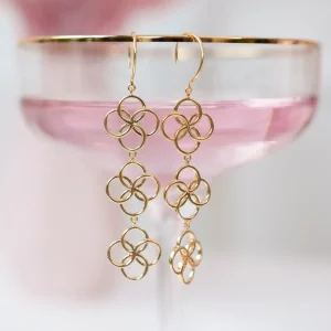 Ohrhänger Clover Charm, 18 K Rosegold vergoldet-LEAF Hot